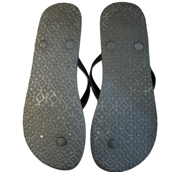 Tory Burch Black Tan Leopard Print Thong Flip Flops Cheetah Gold-tone Logo - Picture 7 of 7